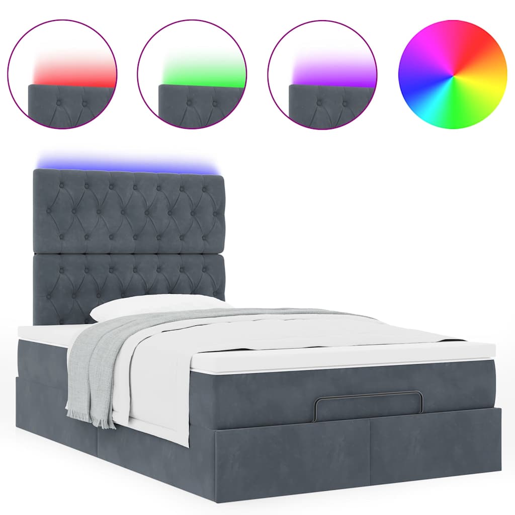 Ottoman-Bett Mit Matratzen & Leds Samt Dunkelgrau