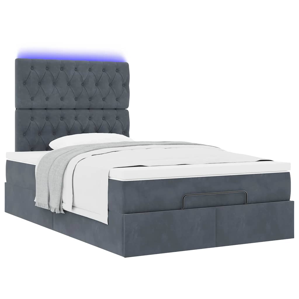 Ottoman-Bett Mit Matratzen & Leds Samt Dunkelgrau