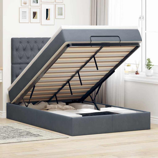 Ottoman-Bett Mit Matratzen & Leds Samt Dunkelgrau