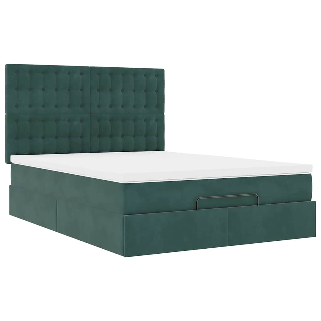 Ottoman-Bett Mit Matratzen & Leds Samt Dunkelgrün