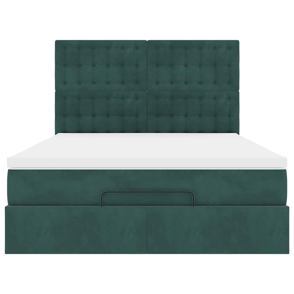 Ottoman-Bett Mit Matratzen & Leds Samt Dunkelgrün
