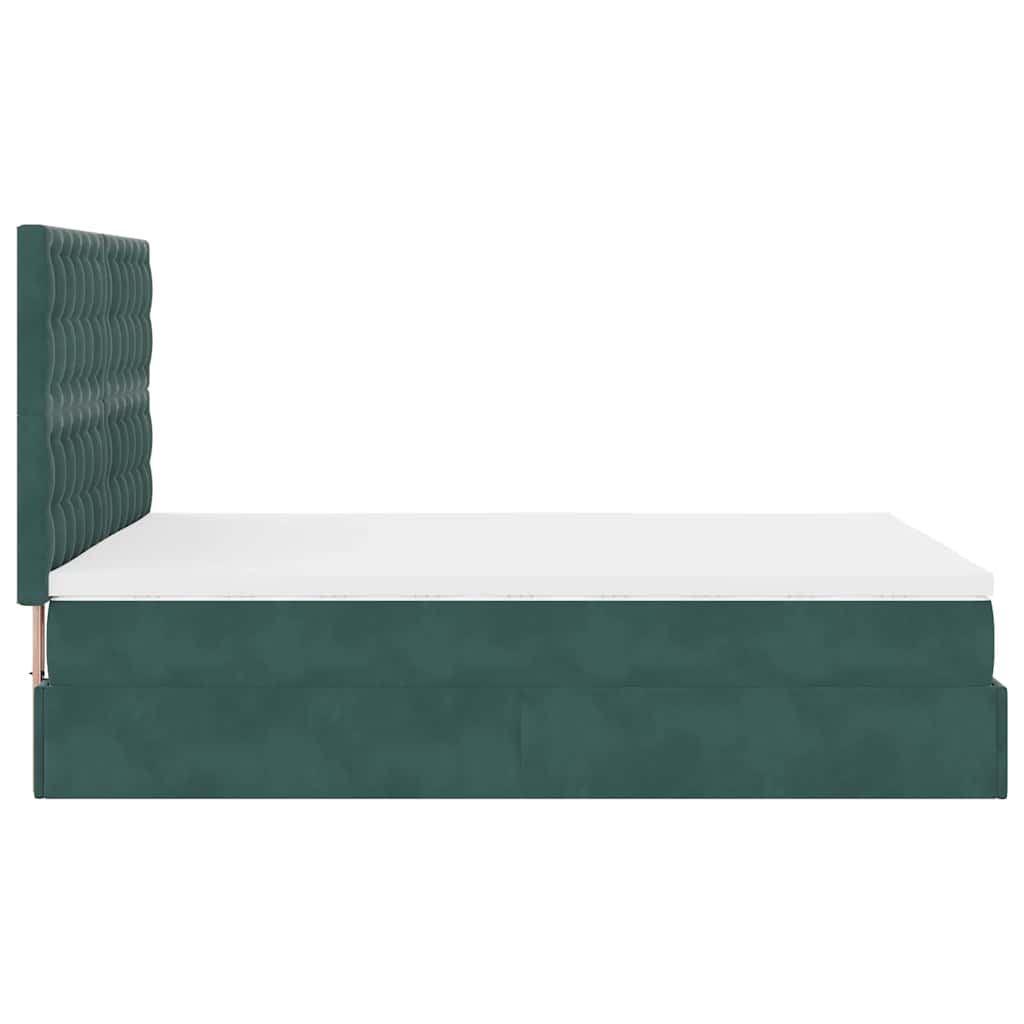Ottoman-Bett Mit Matratzen & Leds Samt Dunkelgrün