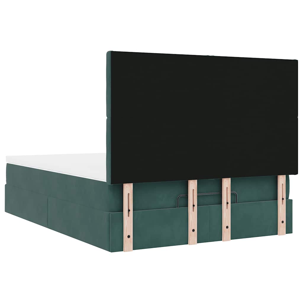 Ottoman-Bett Mit Matratzen & Leds Samt Dunkelgrün