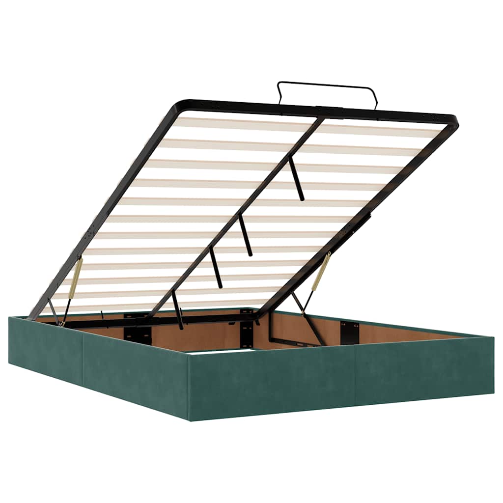 Ottoman-Bett Mit Matratzen & Leds Samt Dunkelgrün