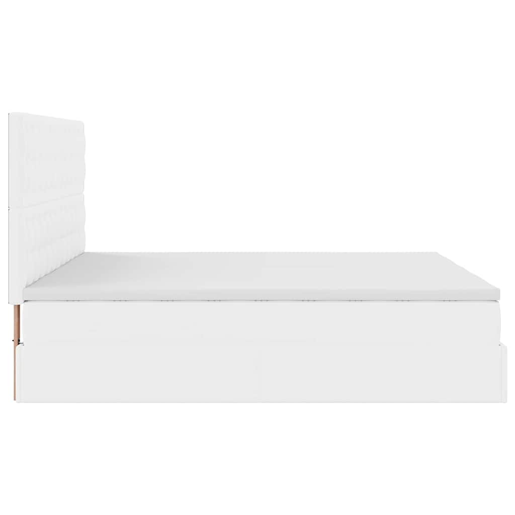 Ottoman-Bett Mit Matratzen & Leds Rein 180X200Cm Kunstleder