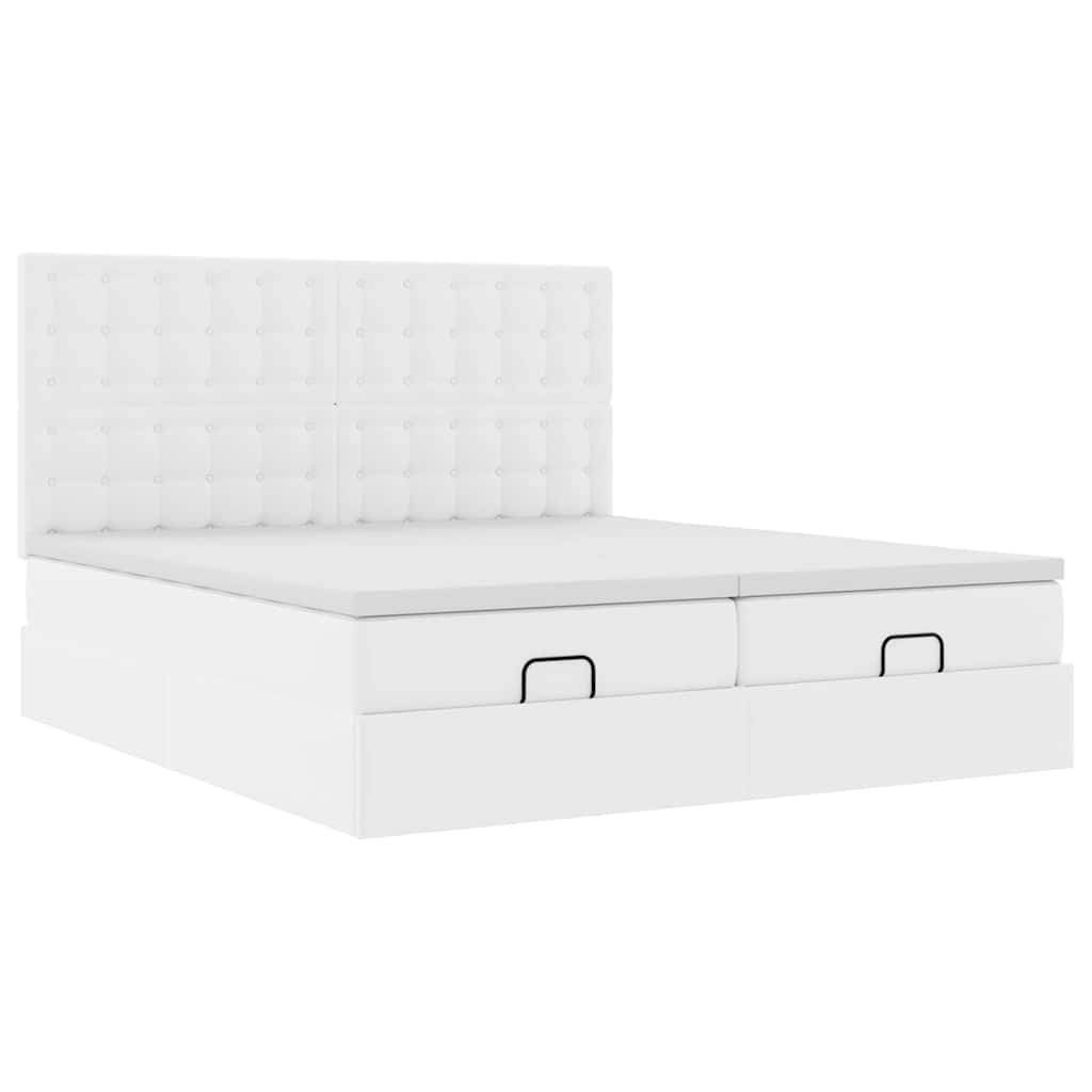 Ottoman-Bett Mit Matratzen & Leds Rein 180X200Cm Kunstleder