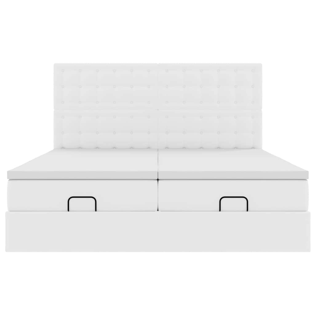 Ottoman-Bett Mit Matratzen & Leds Rein 180X200Cm Kunstleder