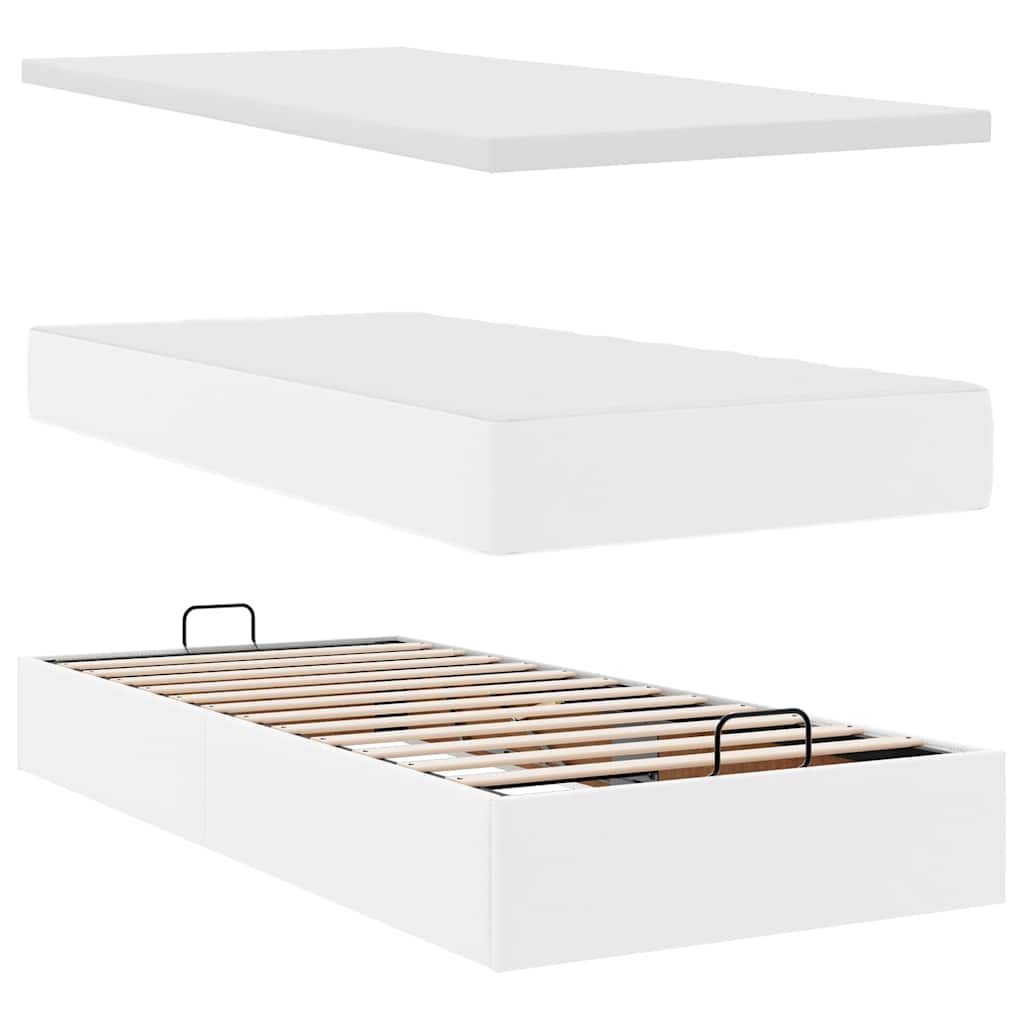 Ottoman-Bett Mit Matratzen & Leds Rein 180X200Cm Kunstleder