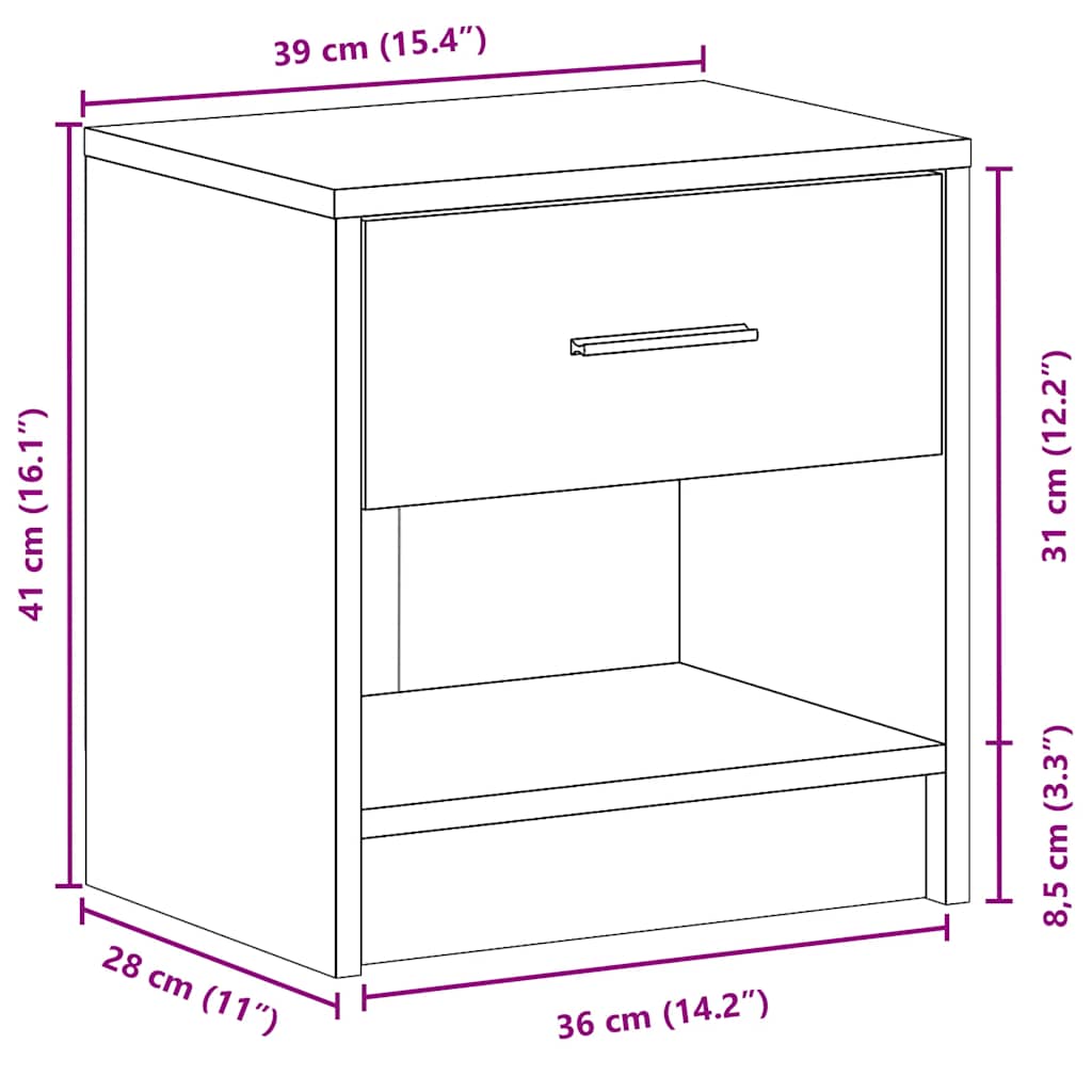 Nachttisch Mit Schublade 39X28X41 Cm