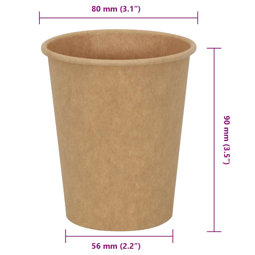 Pappbecher 1000 Stk. 8Oz 200Ml Braun