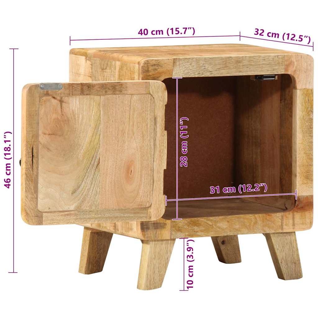 Nachttisch 2 Stk. 40X32X46 Cm Raues Massivholz Mango