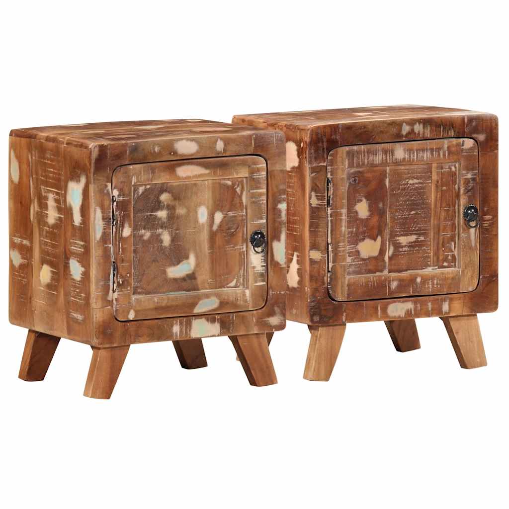 Nachttisch 2 Stk. 40X32X46 Cm Raues Massivholz Mango