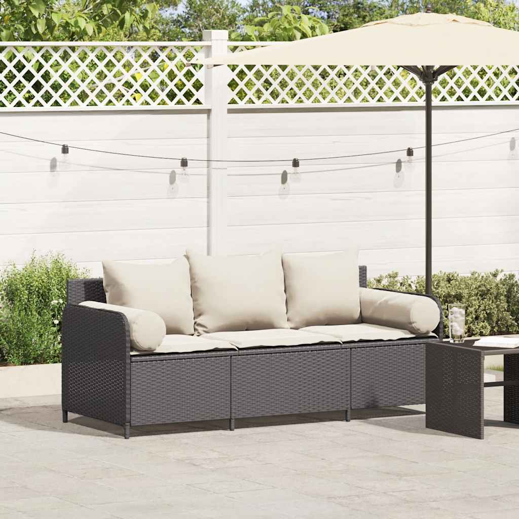 Gartensofa Mit Kissen 3-Sitzer Poly Rattan