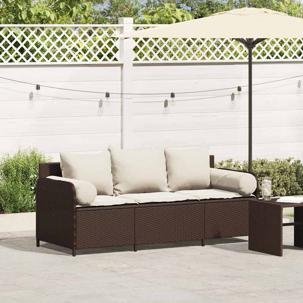 Gartensofa Mit Kissen 3-Sitzer Poly Rattan