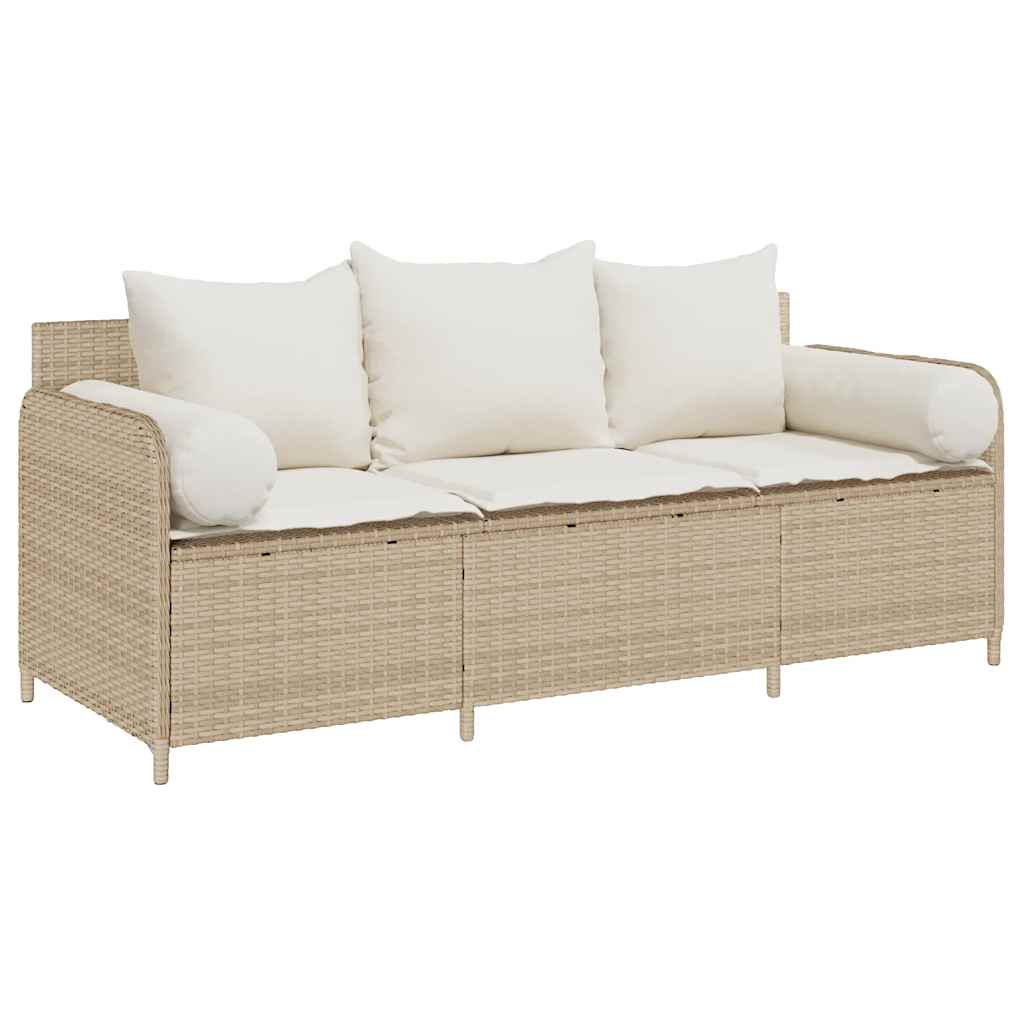 Gartensofa Mit Kissen 3-Sitzer Poly Rattan