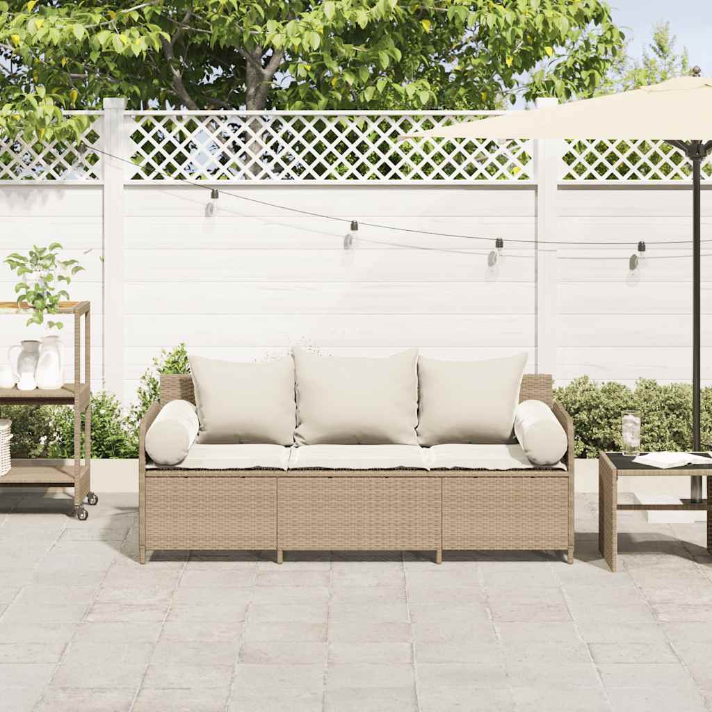 Gartensofa Mit Kissen 3-Sitzer Poly Rattan