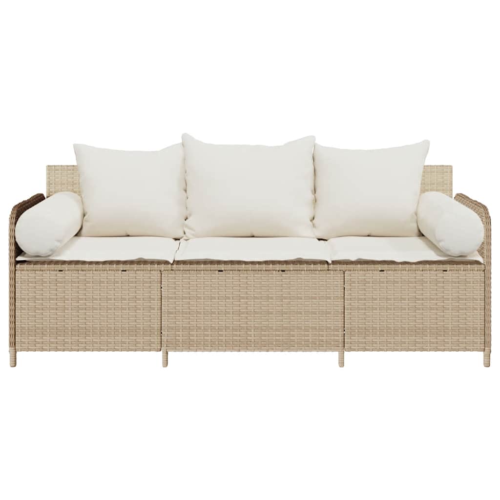 Gartensofa Mit Kissen 3-Sitzer Poly Rattan