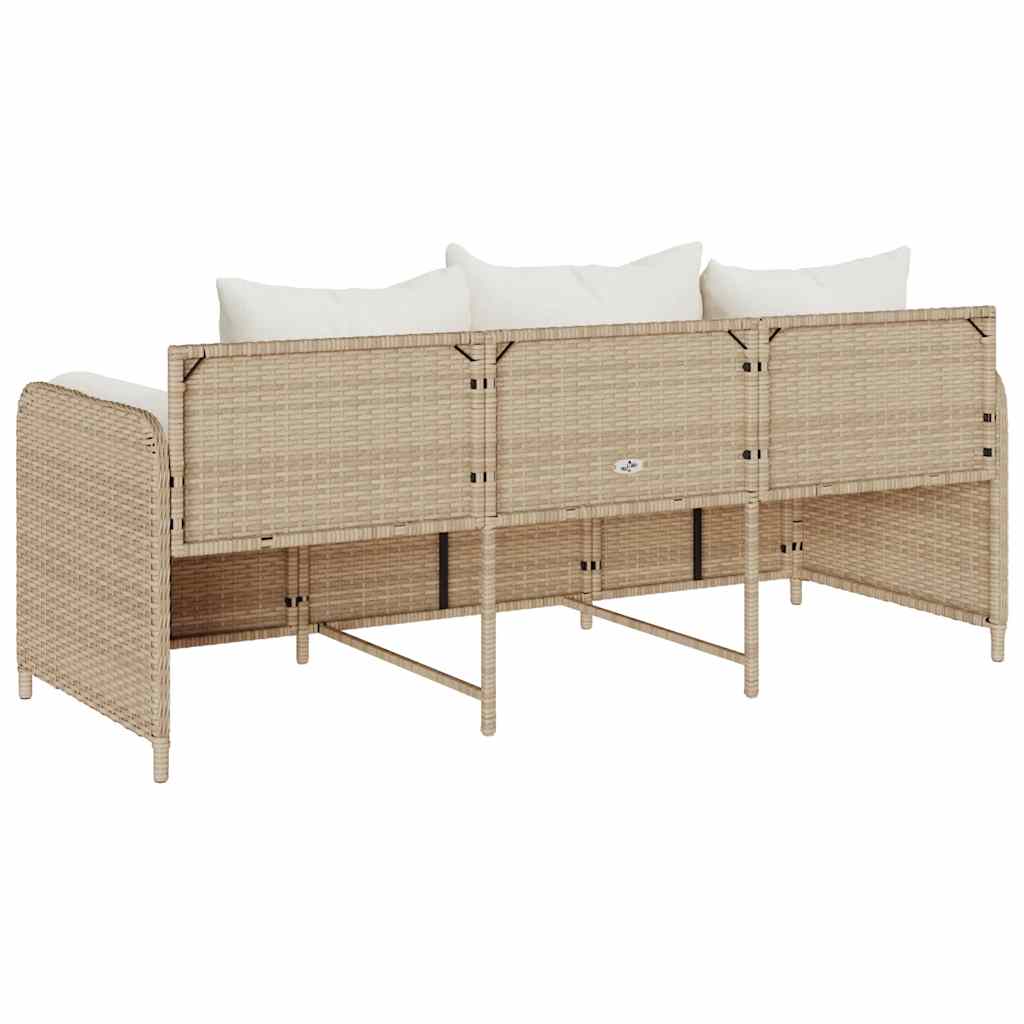 Gartensofa Mit Kissen 3-Sitzer Poly Rattan