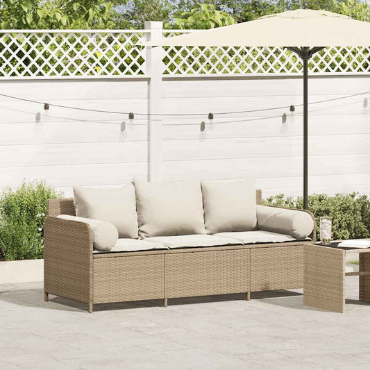 Gartensofa Mit Kissen 3-Sitzer Poly Rattan