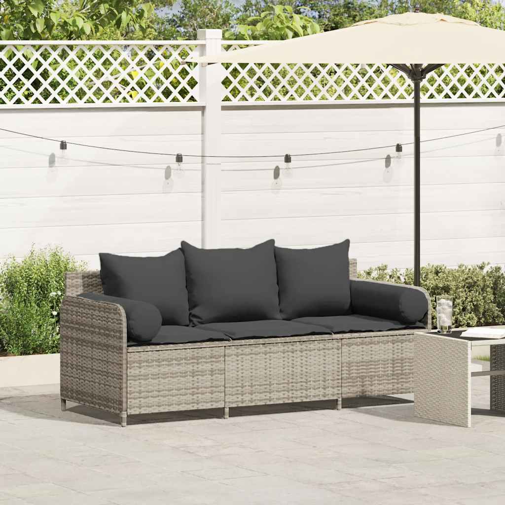 Gartensofa Mit Kissen 3-Sitzer Poly Rattan