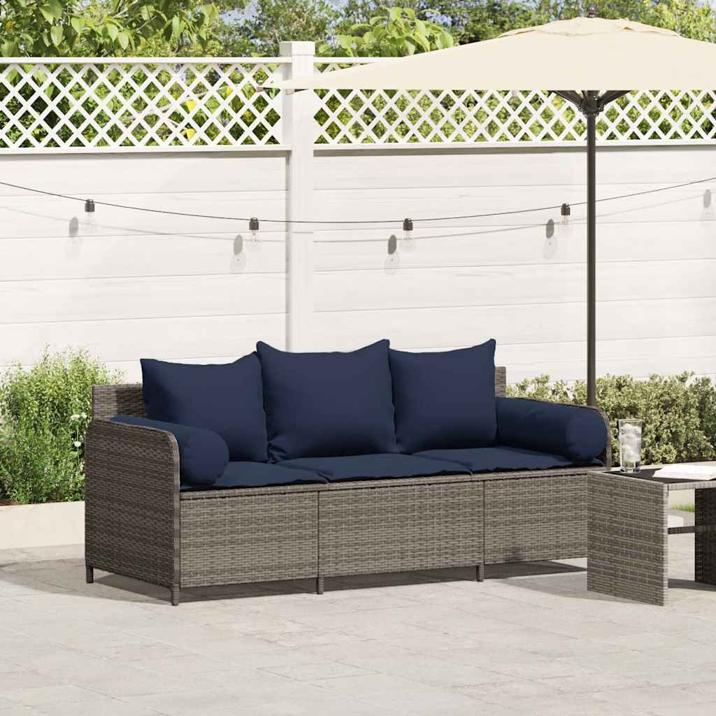 Gartensofa Mit Kissen 3-Sitzer Poly Rattan