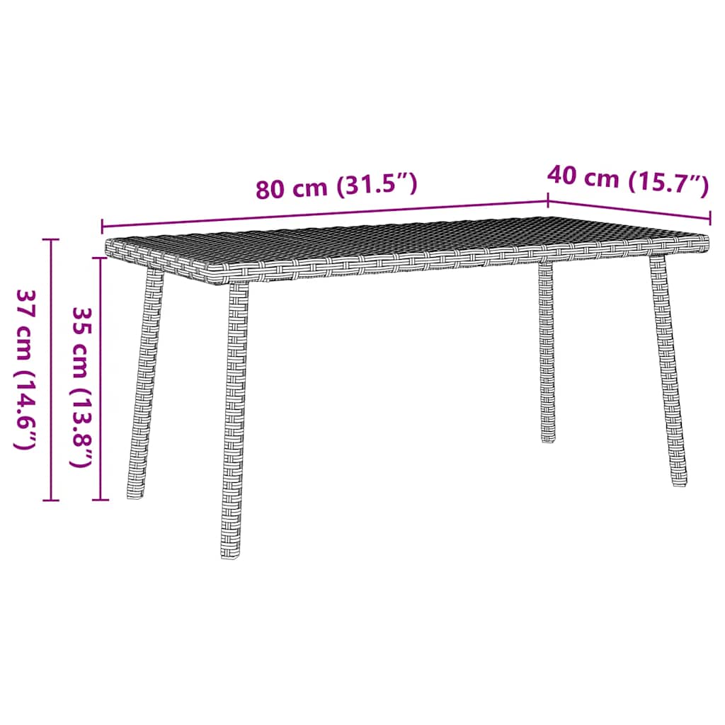 Garten-Couchtisch Rechteckig Poly Rattan