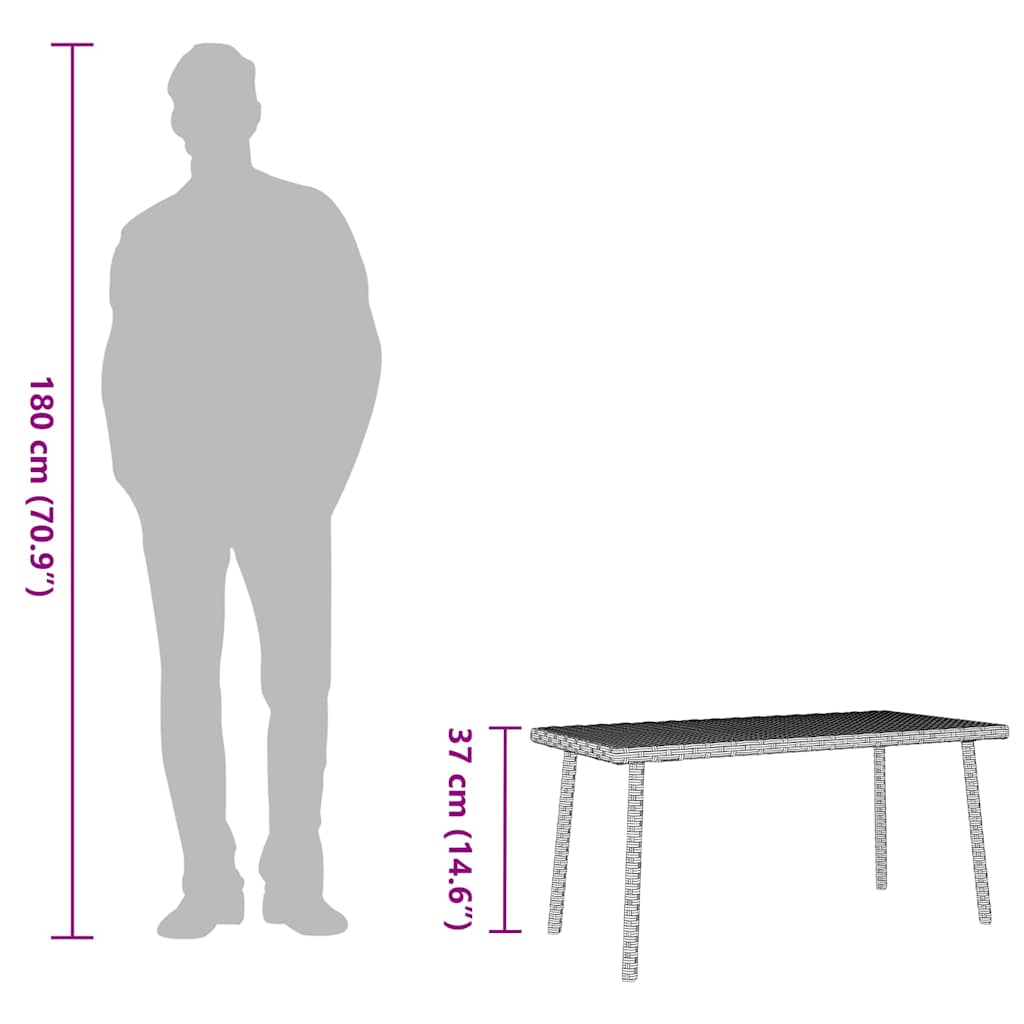 Garten-Couchtisch Rechteckig Poly Rattan