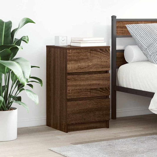 Nachttisch Mit 3 Schubladen Braun Eichen-Optik 39X35X65 Cm