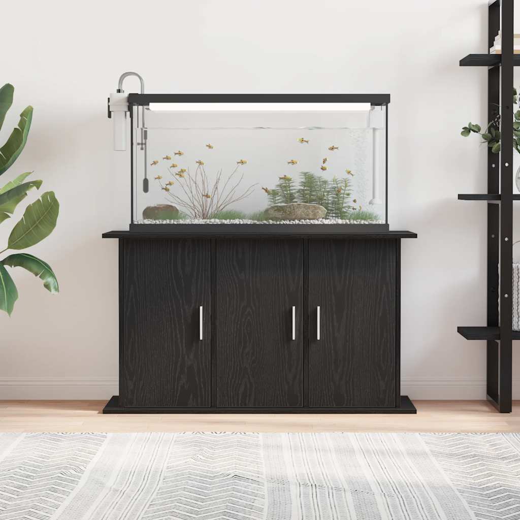 Aquariumständer Schwarz Eichen-Optik Holzwerkstoff