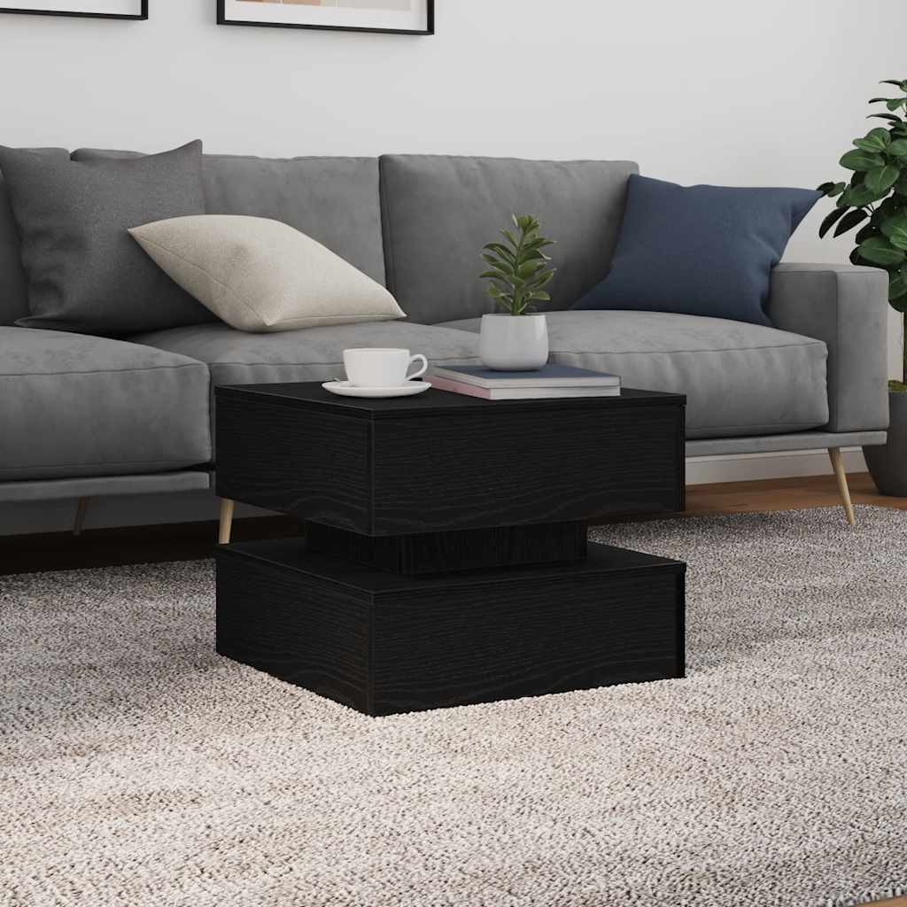 Couchtisch Mit Led-Leuchten Schwarz Eichen-Optik 50X50X40 Cm