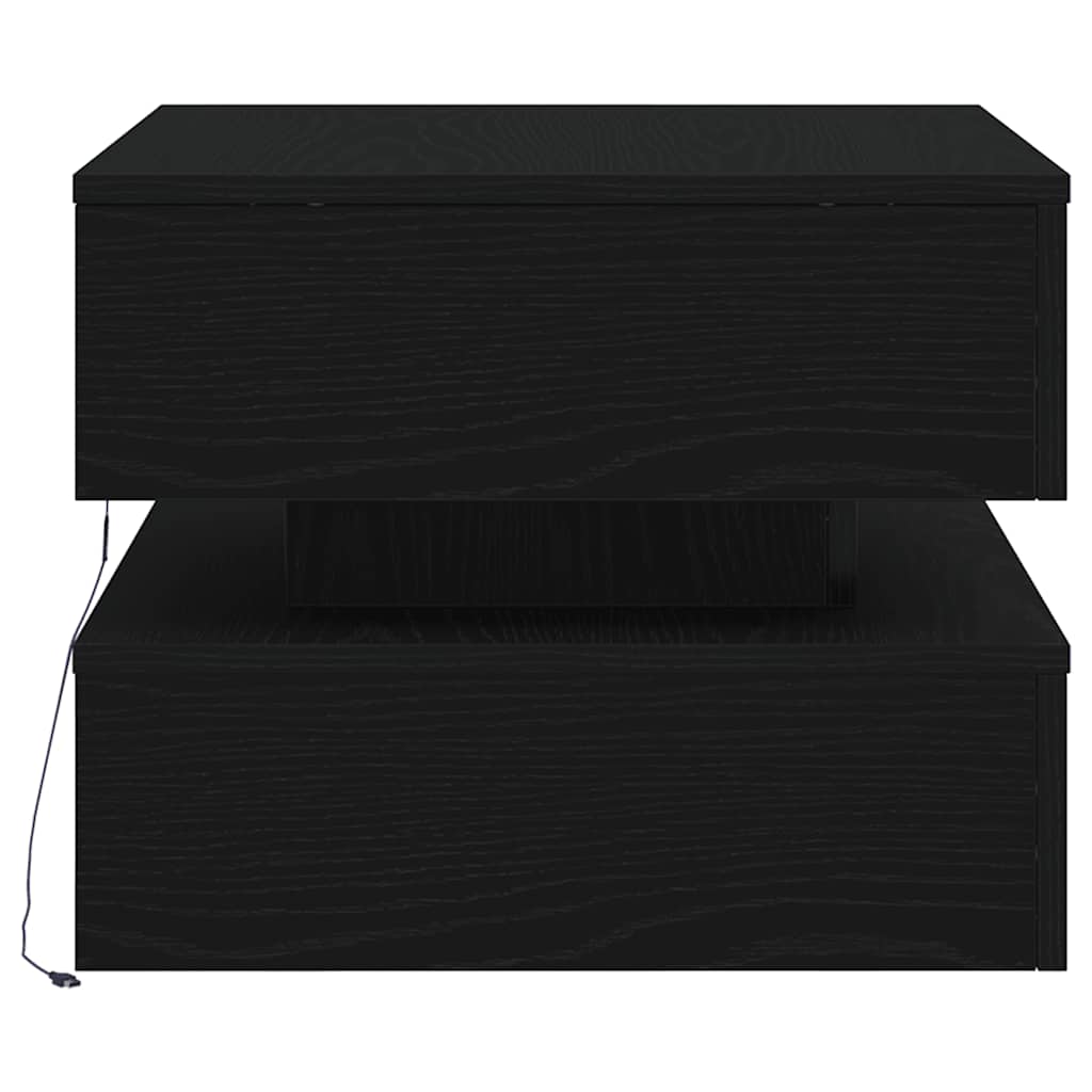 Couchtisch Mit Led-Leuchten Schwarz Eichen-Optik 50X50X40 Cm