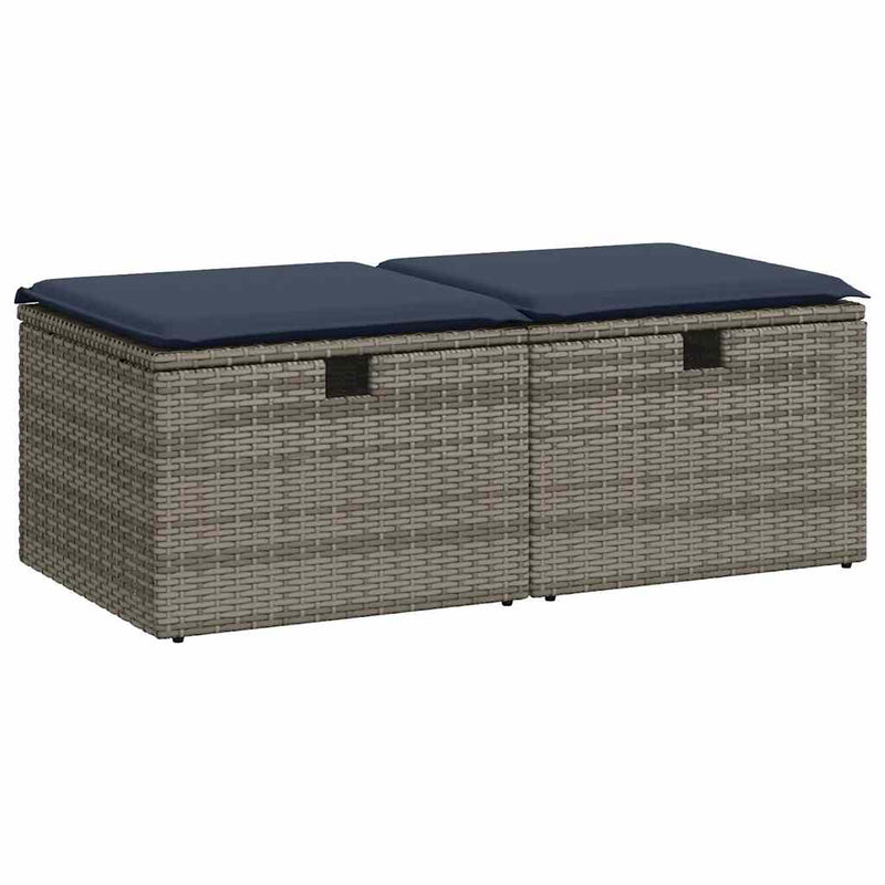 2-Tlg. Garten-Sofagarnitur Mit Kissen Poly Rattan Akazie
