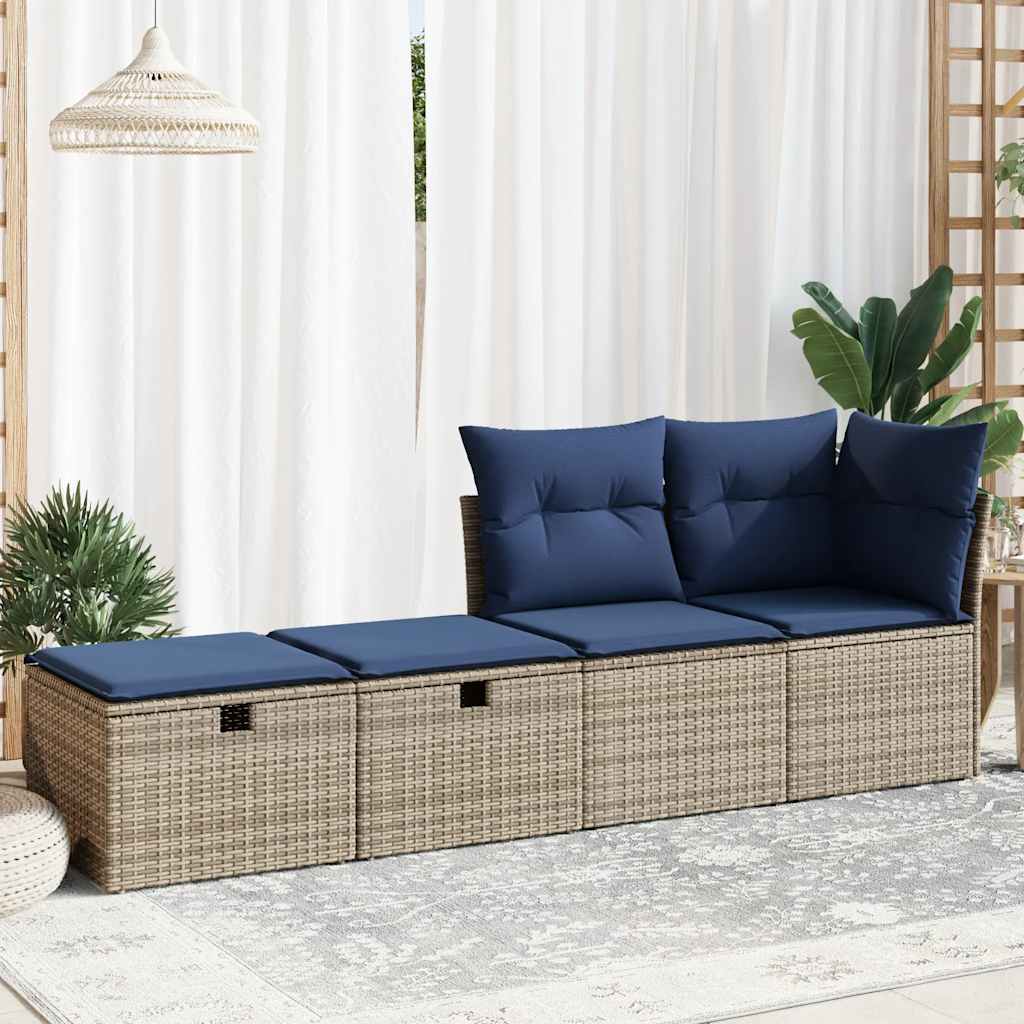 2-Tlg. Garten-Sofagarnitur Mit Kissen Poly Rattan Akazie