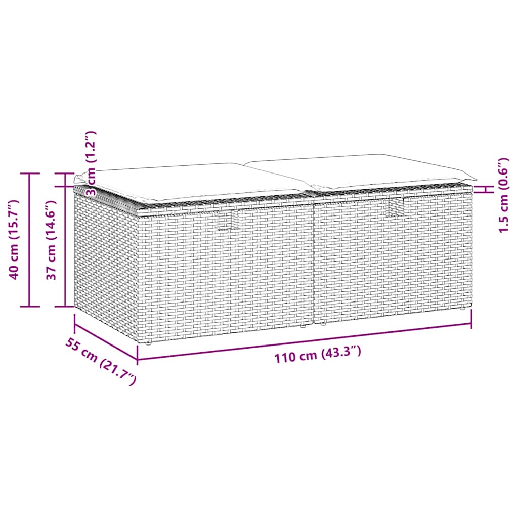2-Tlg. Garten-Sofagarnitur Mit Kissen Poly Rattan Akazie