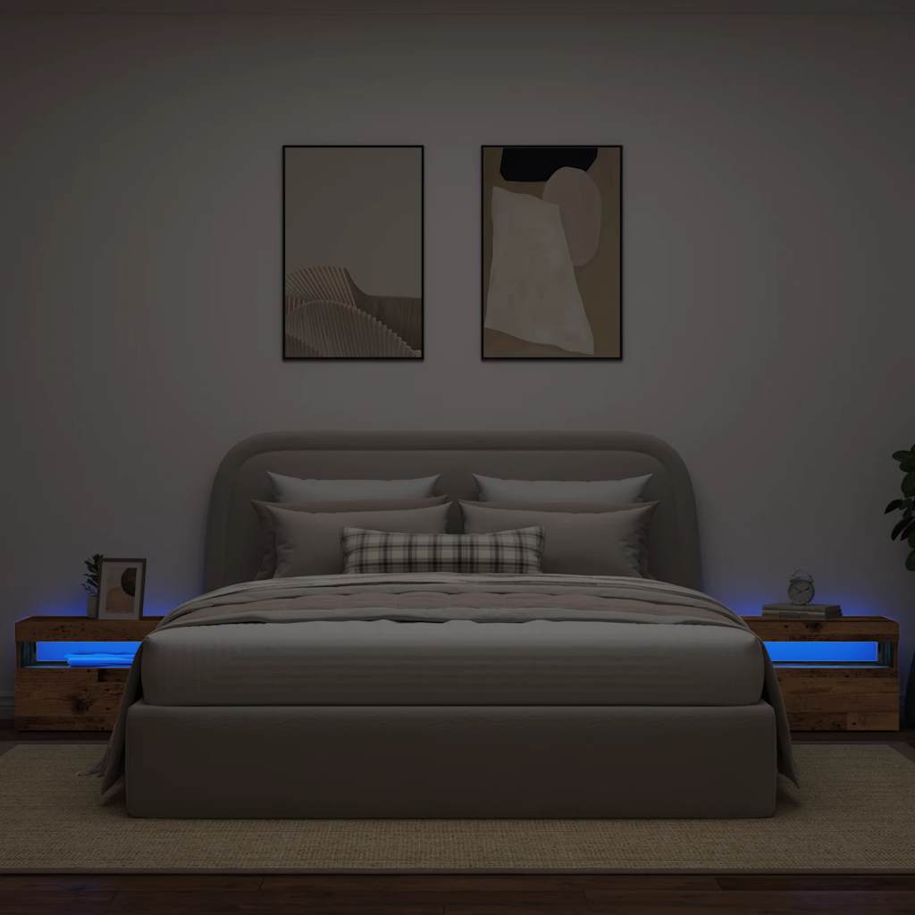 Nachttisch Mit Led-Leuchten -Optik 60X35X40 Cm