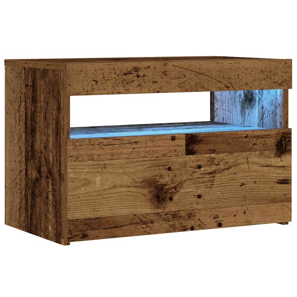 Nachttisch Mit Led-Leuchten -Optik 60X35X40 Cm