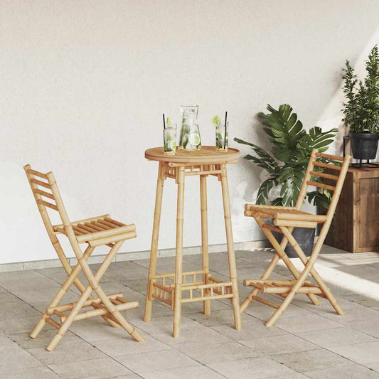 3-Tlg. Outdoor-Bar-Set Klappbar Bambus