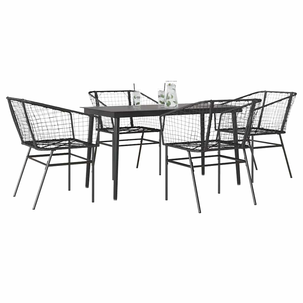 3-Tlg. Garten-Essgruppe Mit Kissen Braun Poly Rattan Glas