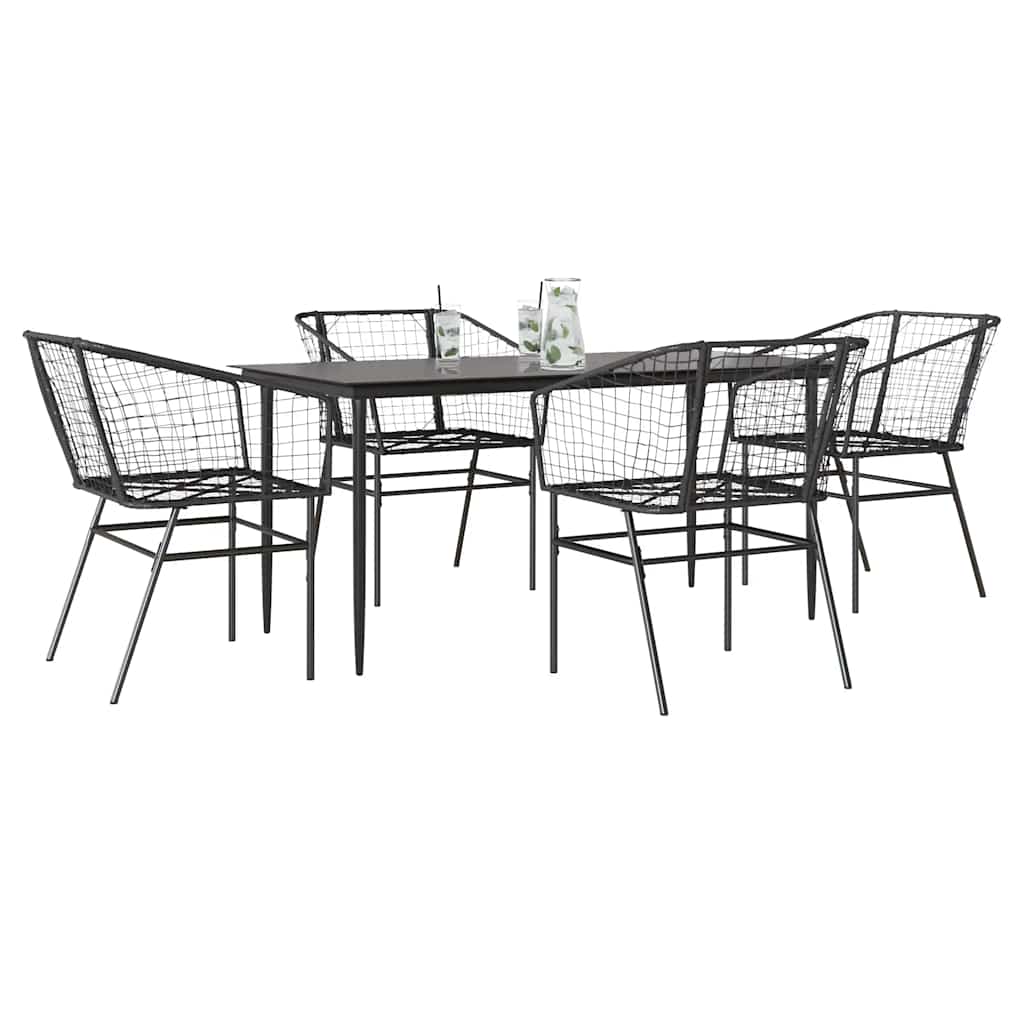 3-Tlg. Garten-Essgruppe Mit Kissen Braun Poly Rattan Glas
