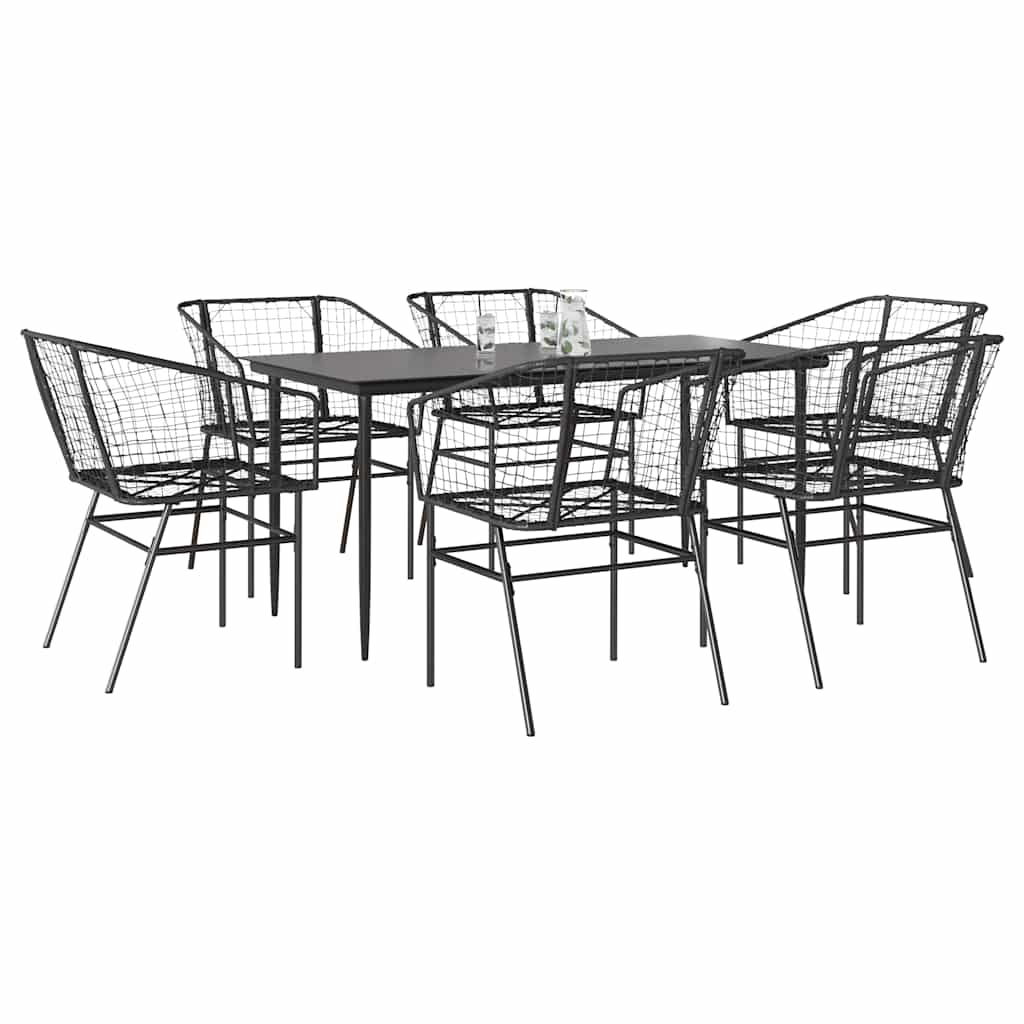 3-Tlg. Garten-Essgruppe Mit Kissen Braun Poly Rattan Glas