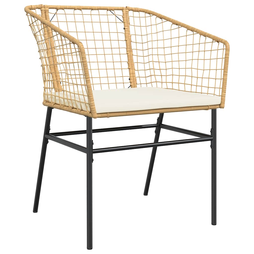 3-Tlg. Garten-Essgruppe Mit Kissen Braun Poly Rattan Glas