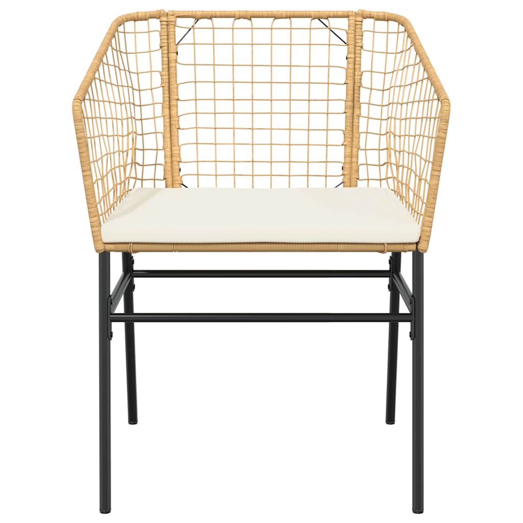 3-Tlg. Garten-Essgruppe Mit Kissen Braun Poly Rattan Glas