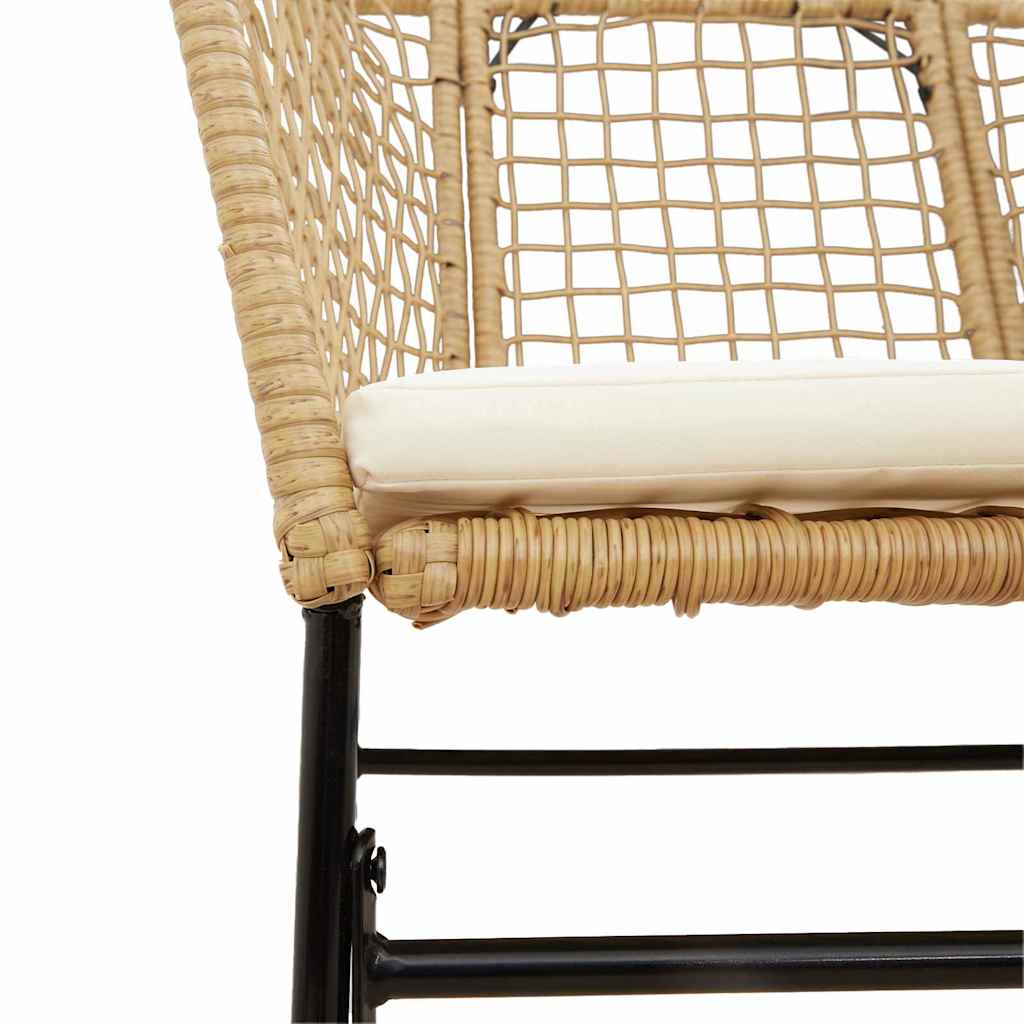 3-Tlg. Garten-Essgruppe Mit Kissen Braun Poly Rattan Glas
