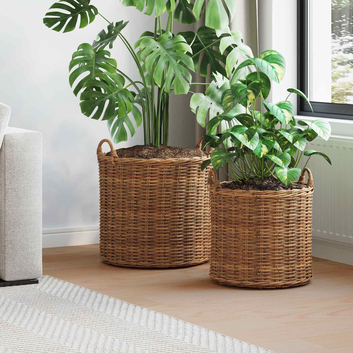 Blumentopf Körbchen Mit Speicher 2 Pcs Lacak Rattan