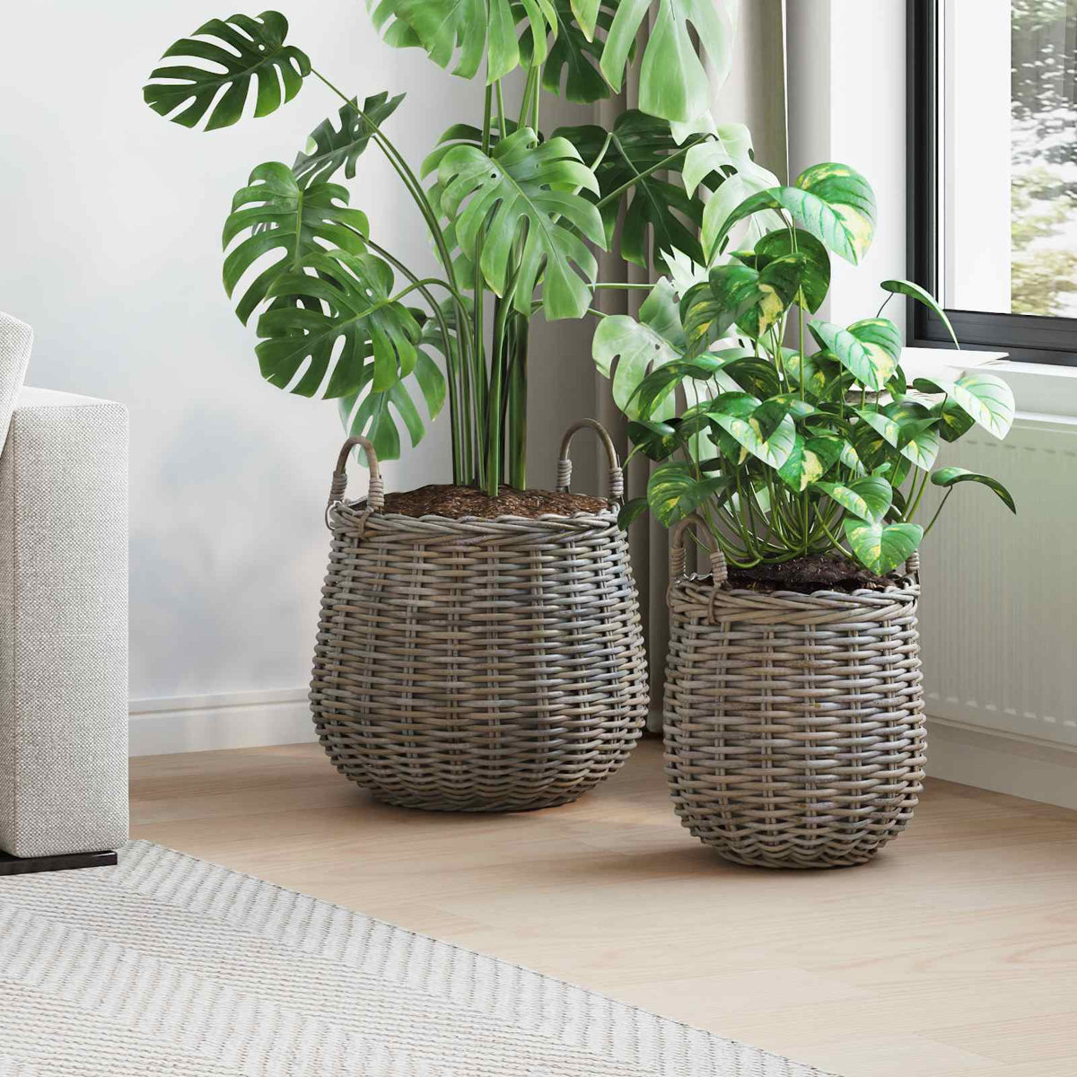 Blumentopf Körbchen Mit Speicher 2 Pcs Lacak Rattan