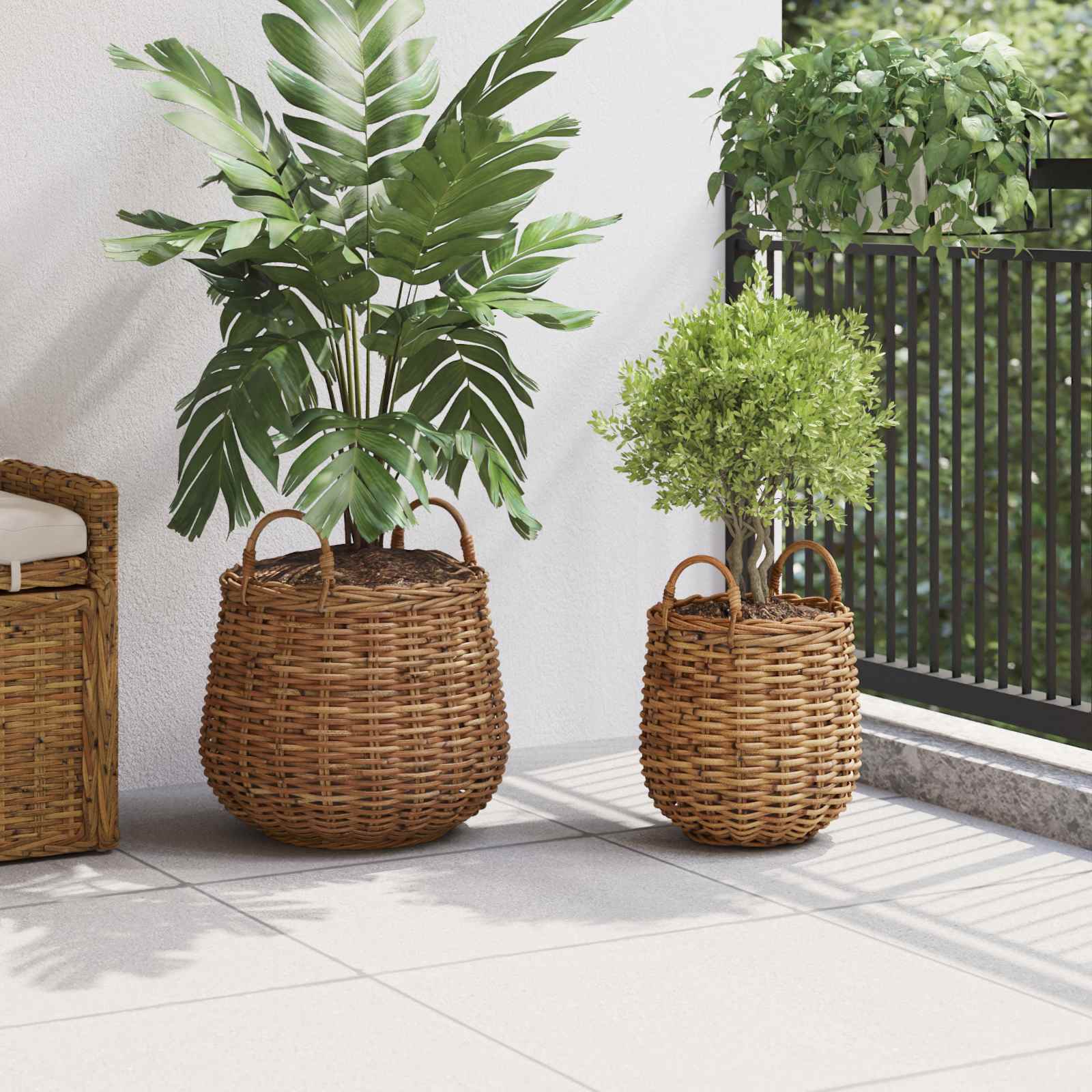 Blumentopf Körbchen Mit Speicher 2 Pcs Lacak Rattan
