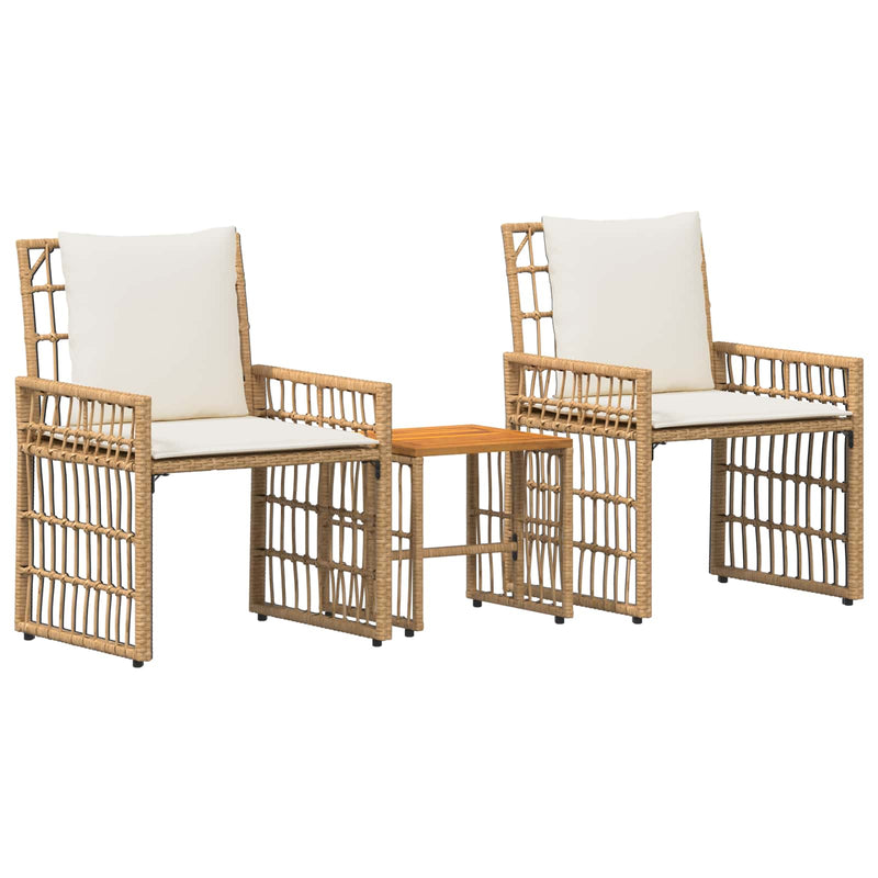 Gartenmöbel Set 3 Pcs Natürlich Und Cremweiß