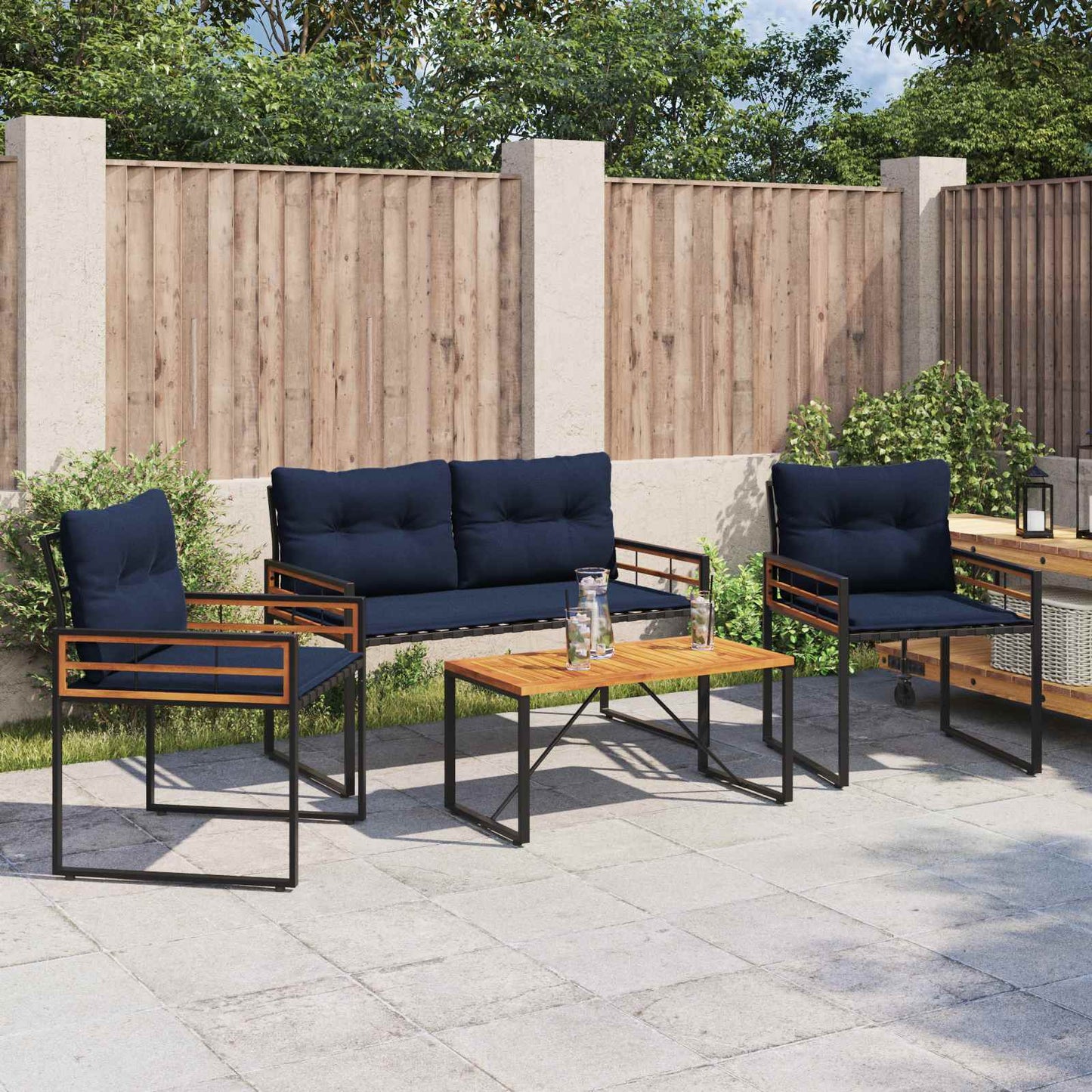 Gartenmöbel Set Mit Kissen 3 Pcs