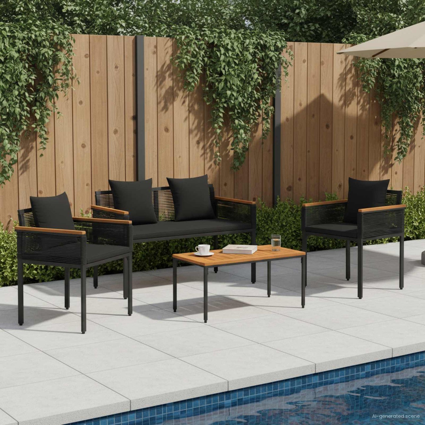 Gartenmöbel Set Mit Kissen Poly-Rattan