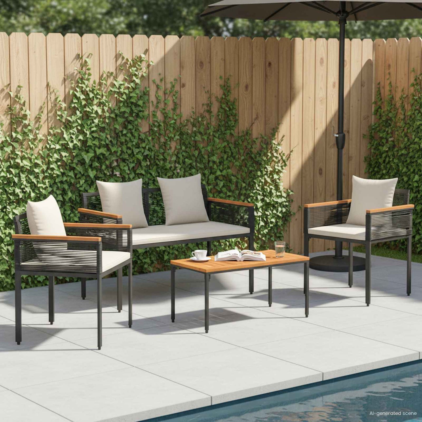 Gartenmöbel Set Mit Kissen Poly-Rattan